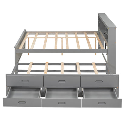 Platform Bed With Storage Headboard, USB, Trundle And 3 Drawers - The Sleep Loft - Online Mattress Showroom NYC