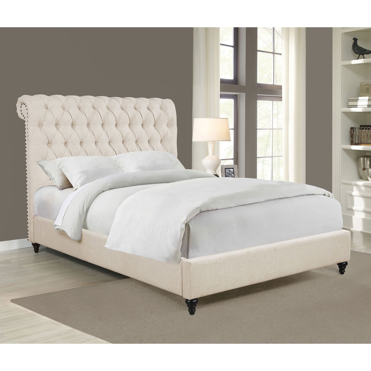 Clemence - Tufted Upholstered Bed With Rolled Back Design - The Sleep Loft - Online Mattress Showroom NYC