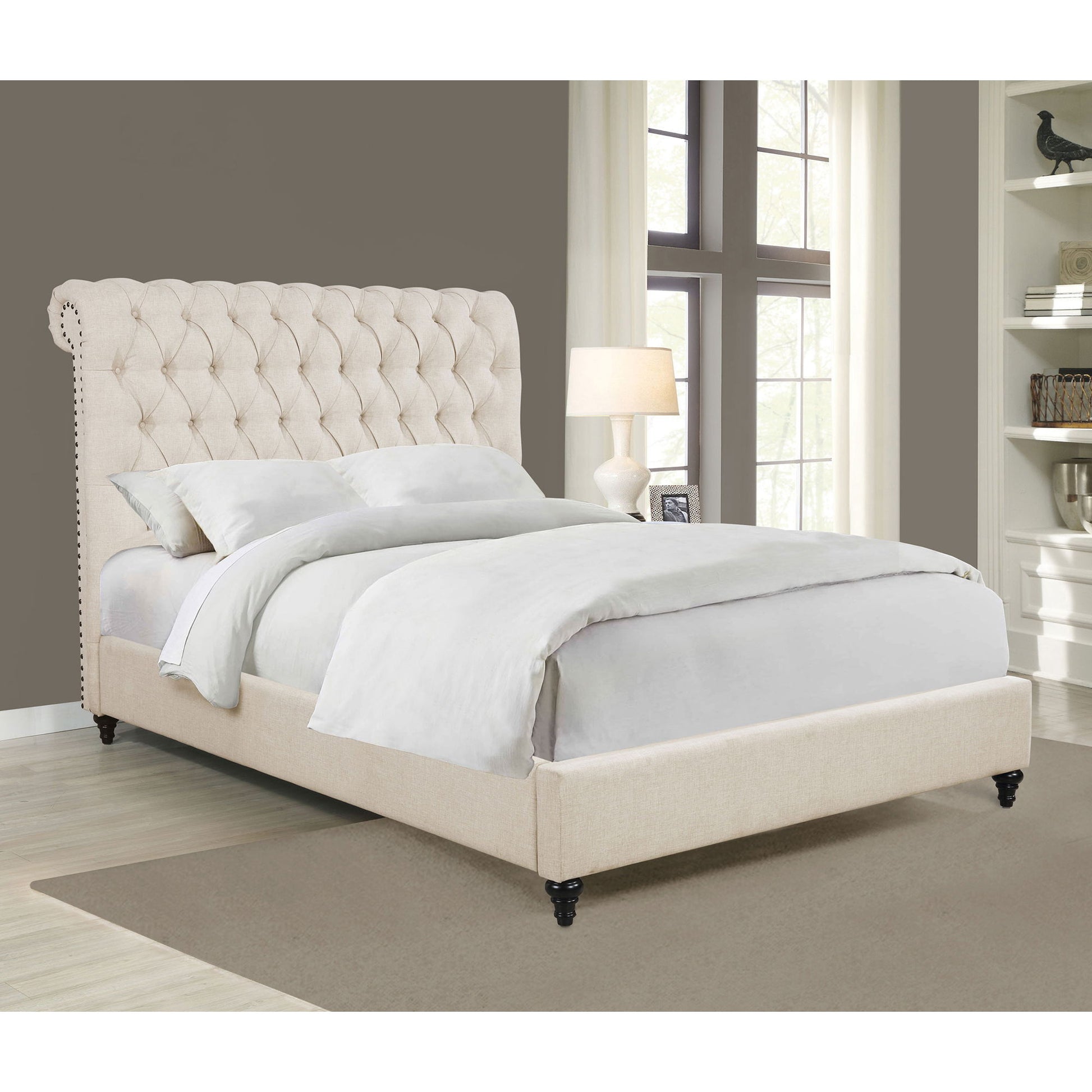 Clemence - Tufted Upholstered Bed With Rolled Back Design - The Sleep Loft - Online Mattress Showroom NYC