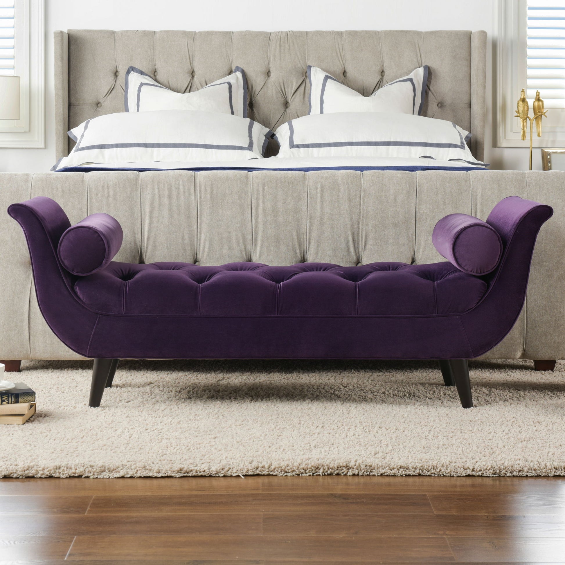 Alma - Tufted Flared Arm Entryway Bench - The Sleep Loft - Online Mattress Showroom NYC