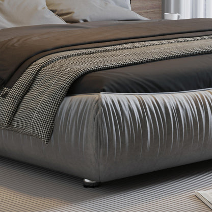 Luxury Upholstered Platform Bed With Oversized Padded Backrest And Solid Wood Frame - The Sleep Loft - Online Mattress Showroom NYC