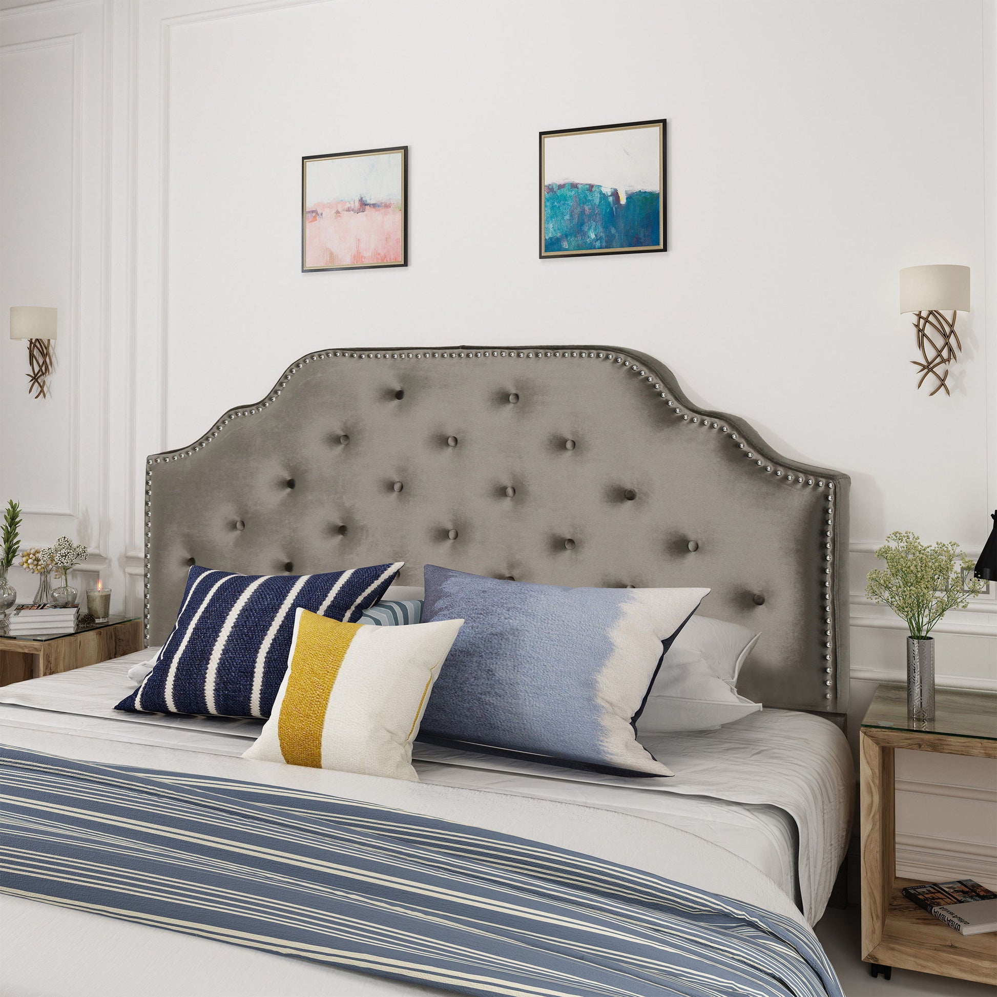 Luella - Button Tufted Upholstered Headboard - The Sleep Loft - Online Mattress Showroom NYC