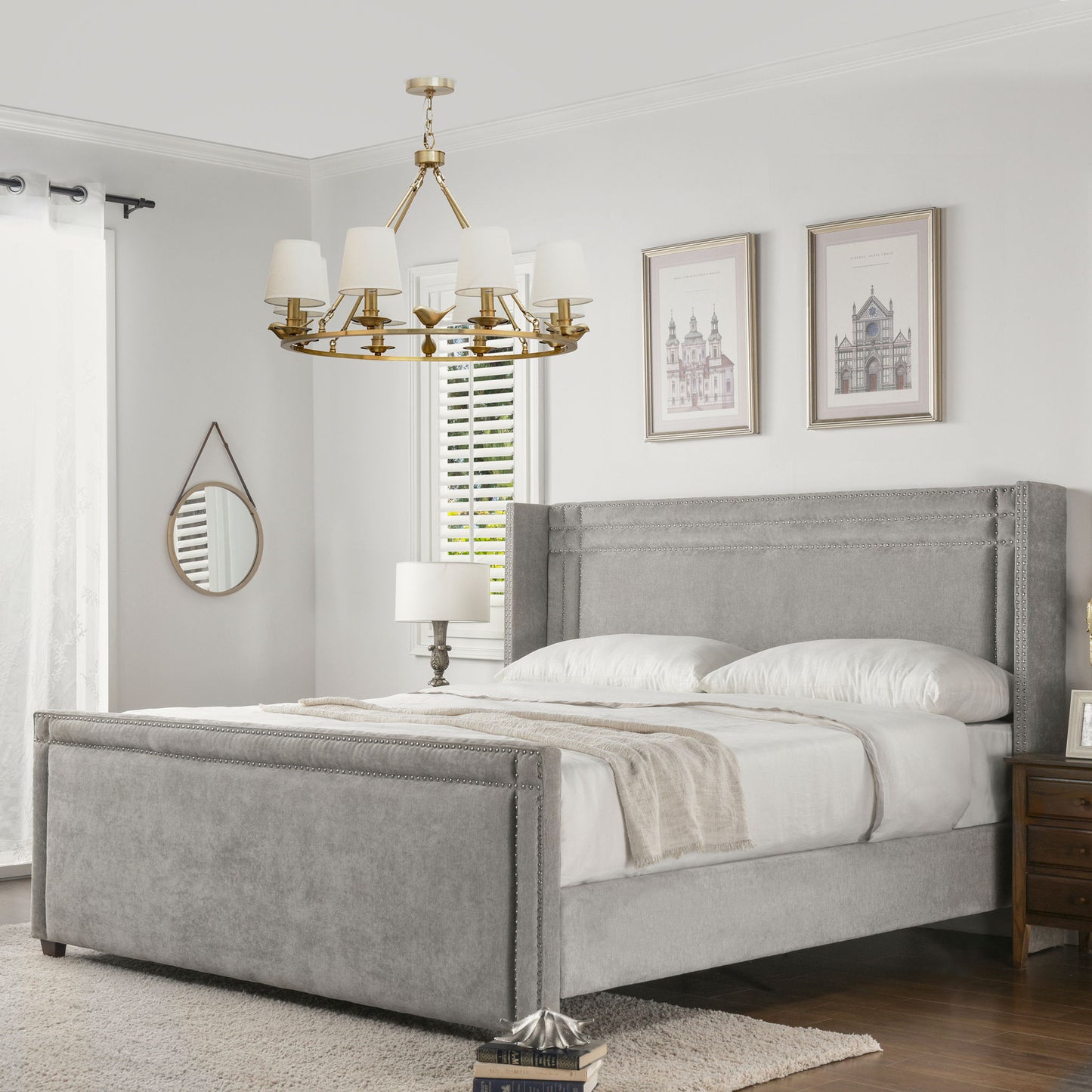 Elle - Wingback Upholstered King Bed - Silver Gray - The Sleep Loft - Online Mattress Showroom NYC