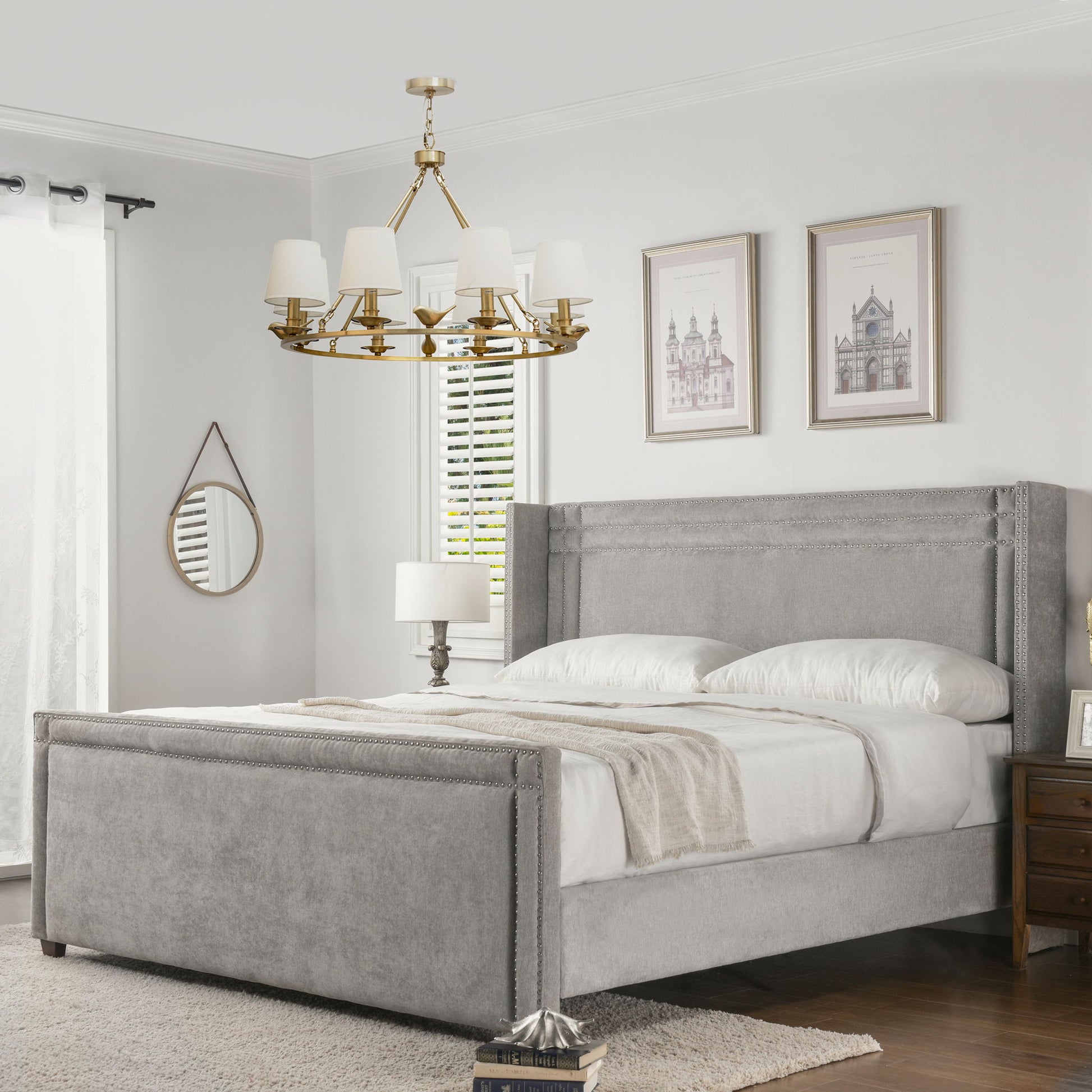 Elle - Wingback Upholstered King Bed - Silver Gray - The Sleep Loft - Online Mattress Showroom NYC