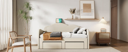Upholstered Daybed With Cloud-Shaped Backrest, Trundle & 2 Drawers And USB Ports - The Sleep Loft - Online Mattress Showroom NYC