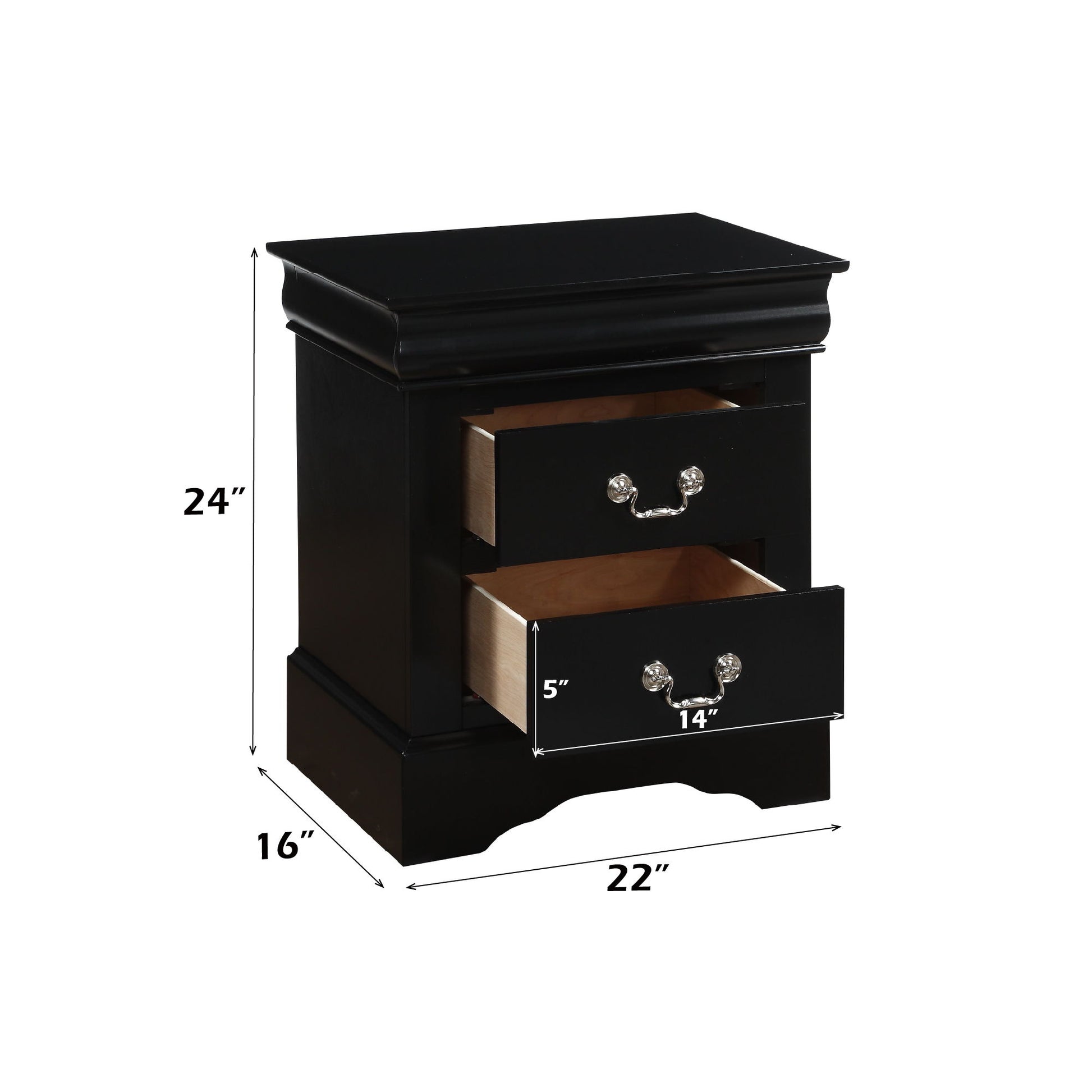 Louis Philippe III - Sleek Design Nightstand - The Sleep Loft - Online Mattress Showroom NYC