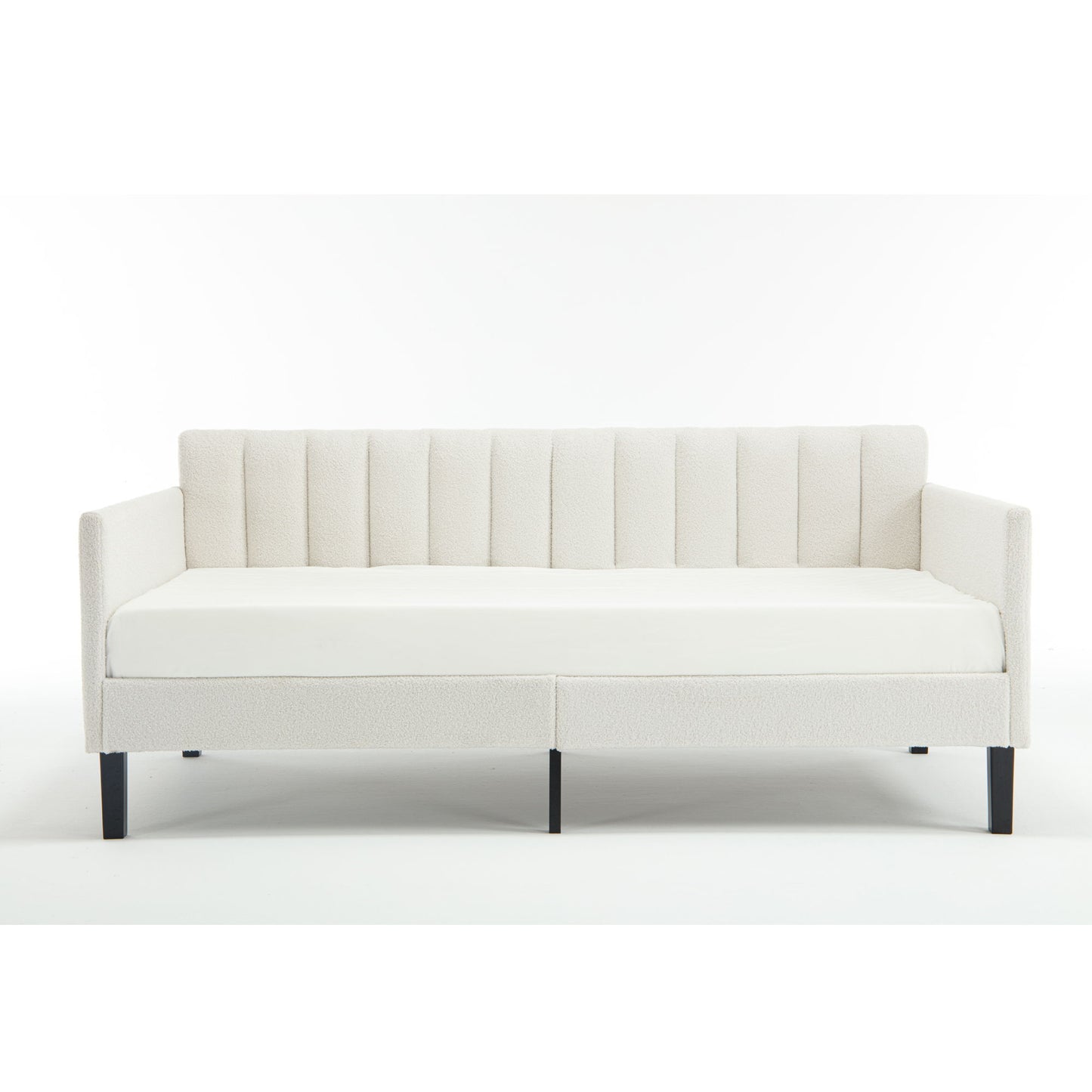 Elena - Boucle Upholstered Daybed, Ribbed Tufted Backrest - The Sleep Loft - Online Mattress Showroom NYC