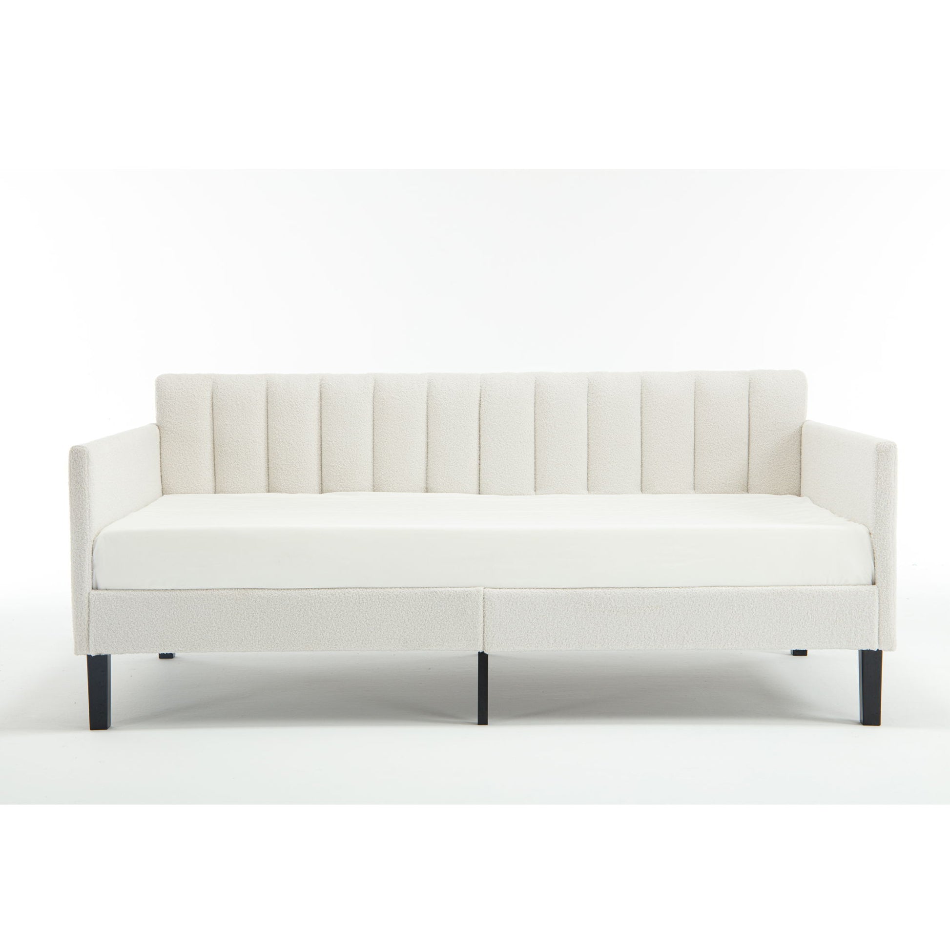 Elena - Boucle Upholstered Daybed, Ribbed Tufted Backrest - The Sleep Loft - Online Mattress Showroom NYC