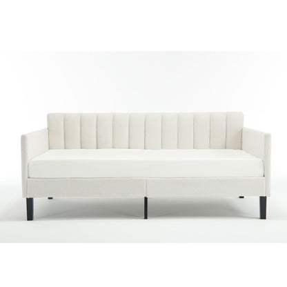 Elena - Boucle Upholstered Daybed, Ribbed Tufted Backrest - The Sleep Loft - Online Mattress Showroom NYC