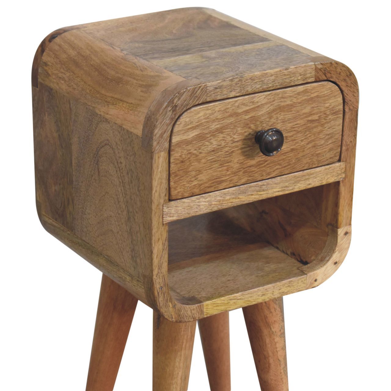 Mini California Curved Nightstand Wth Lower Slot - The Sleep Loft - Online Mattress Showroom NYC