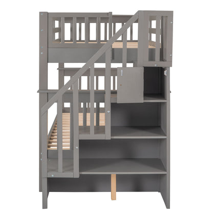 Stairway Bunk Bed With Storage And Guard Rail For Bedroom - The Sleep Loft - Online Mattress Showroom NYC