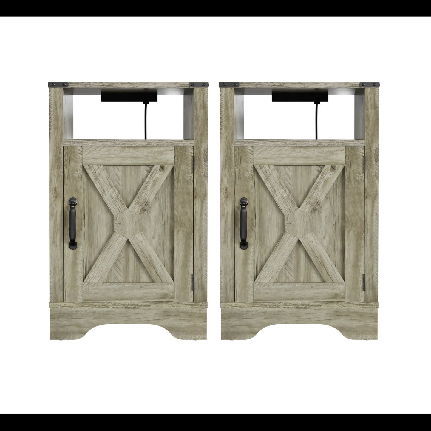 Farmhouse Nightstand, Charging Station & Storage