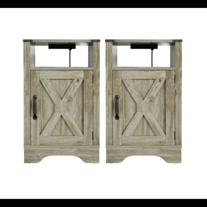 Farmhouse Nightstand, Charging Station & Storage