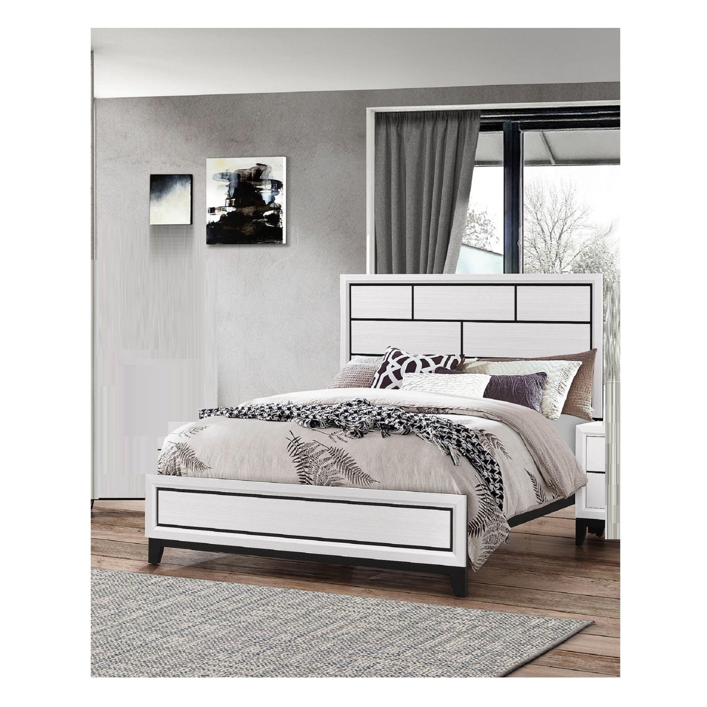 Contemporary Low Profile Bed With Geometric Headboard - The Sleep Loft - Online Mattress Showroom NYC
