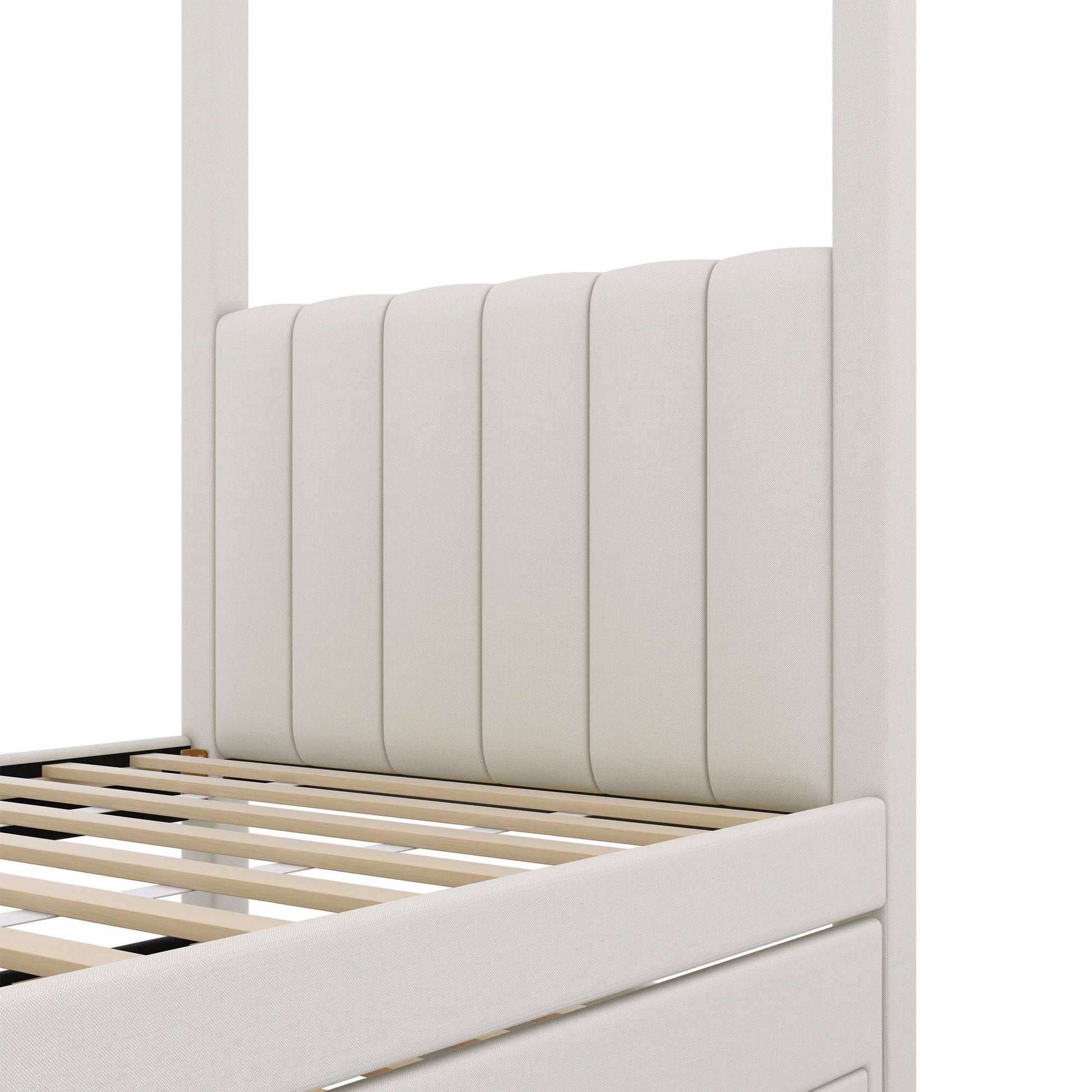 Upholstery Canopy Platform Bed With Trundle And Three Storage Drawers - The Sleep Loft - Online Mattress Showroom NYC