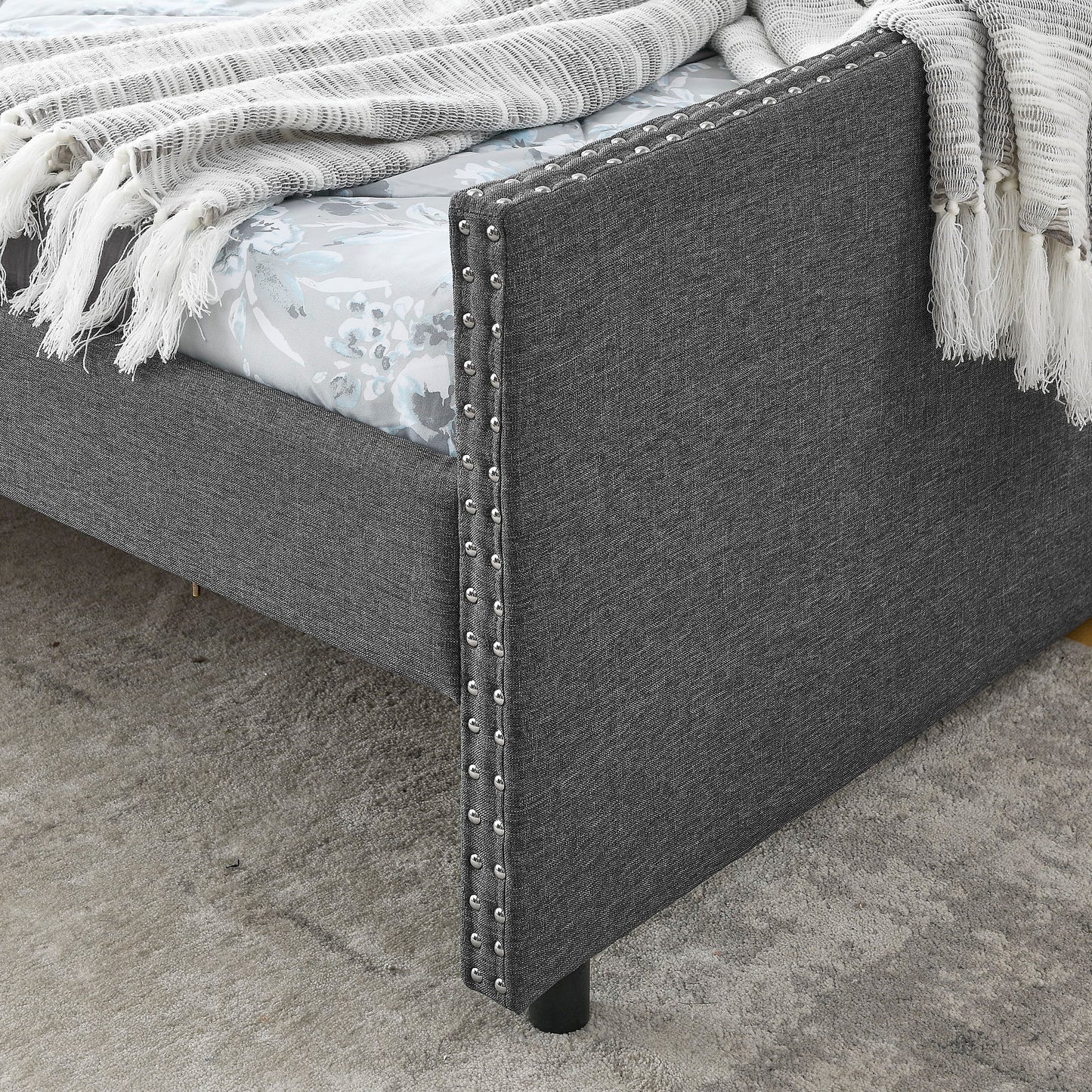 Upholstered Tufted Daybed With 2 Drawers, Waved Arms - The Sleep Loft - Online Mattress Showroom NYC