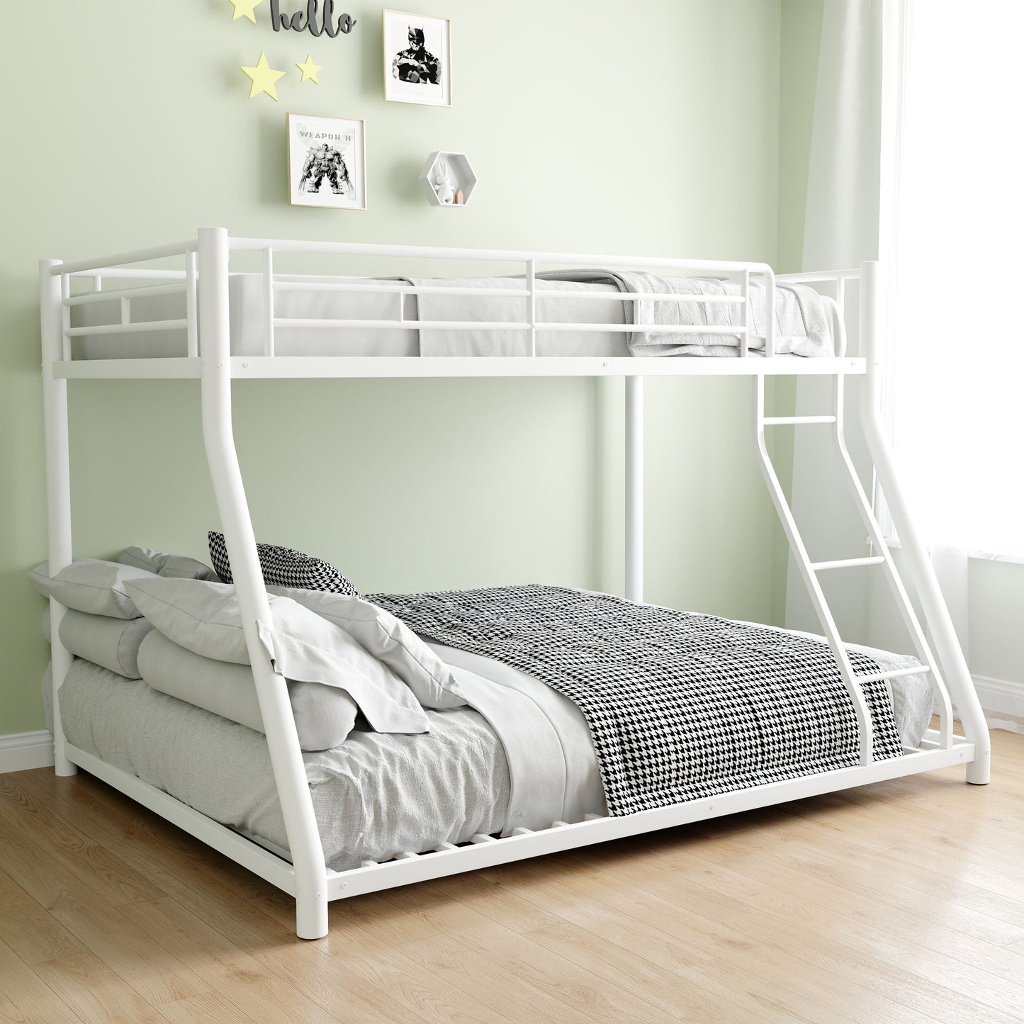 Bunk Bed Frame With Ladder And Guardrail, Heavy Duty Noise Free Design Metal Construction - The Sleep Loft - Online Mattress Showroom NYC