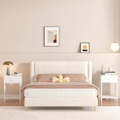 Nightstand With Drawer And Open Shelf, Scalloped Edge Bedside Table - The Sleep Loft - Online Mattress Showroom NYC