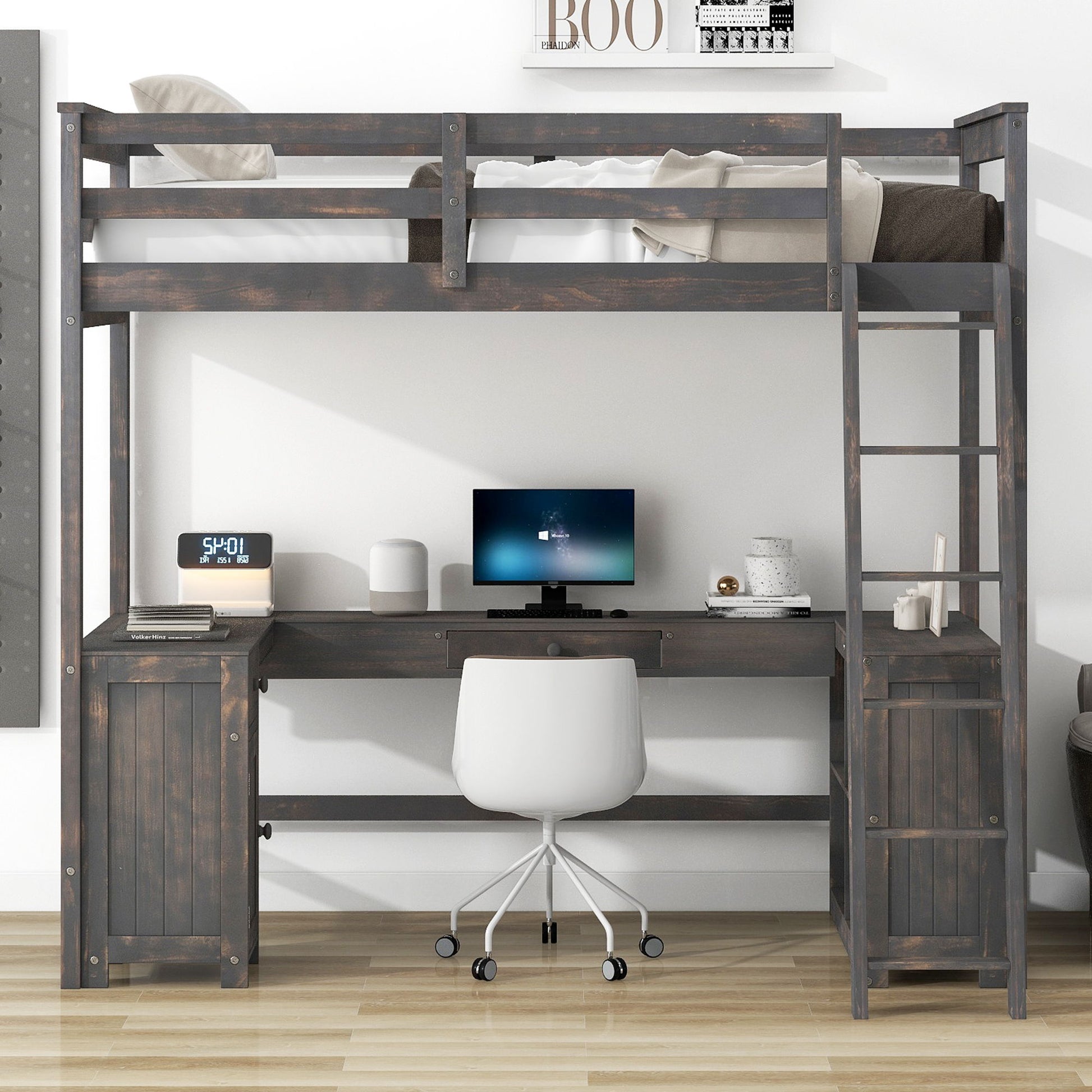 Loft Bed With U-Shaped Desk, Drawers, And Storage Shelves - The Sleep Loft - Online Mattress Showroom NYC