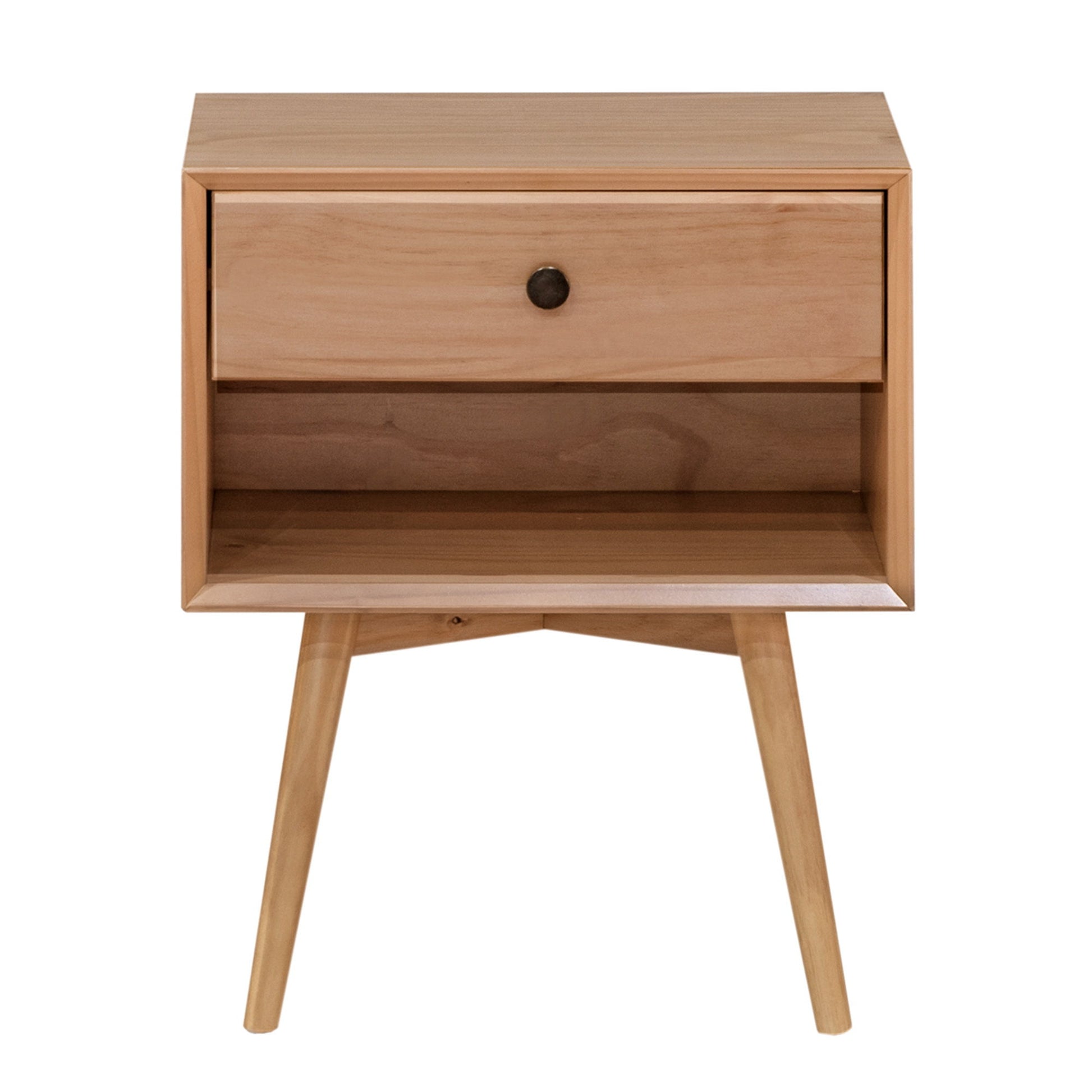 Mid Century Modern Single Drawer Nightstand - The Sleep Loft - Online Mattress Showroom NYC