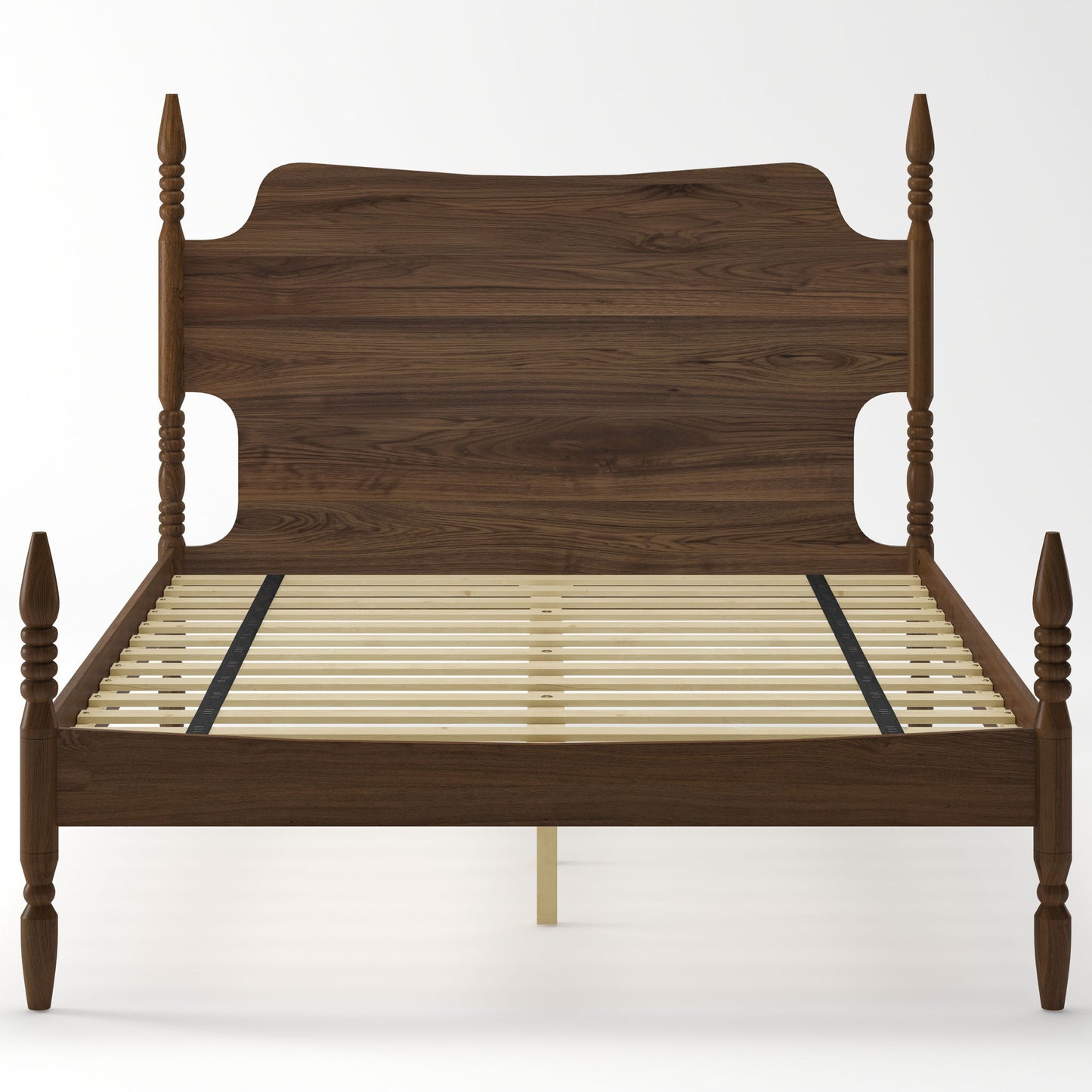 Retro 4 Poster Platform Bed Frame With Curved Tall Headboard
