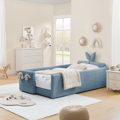 Cute Rabbit Ear Upholstered Platform Bed Frame With Safety Rail - The Sleep Loft - Online Mattress Showroom NYC