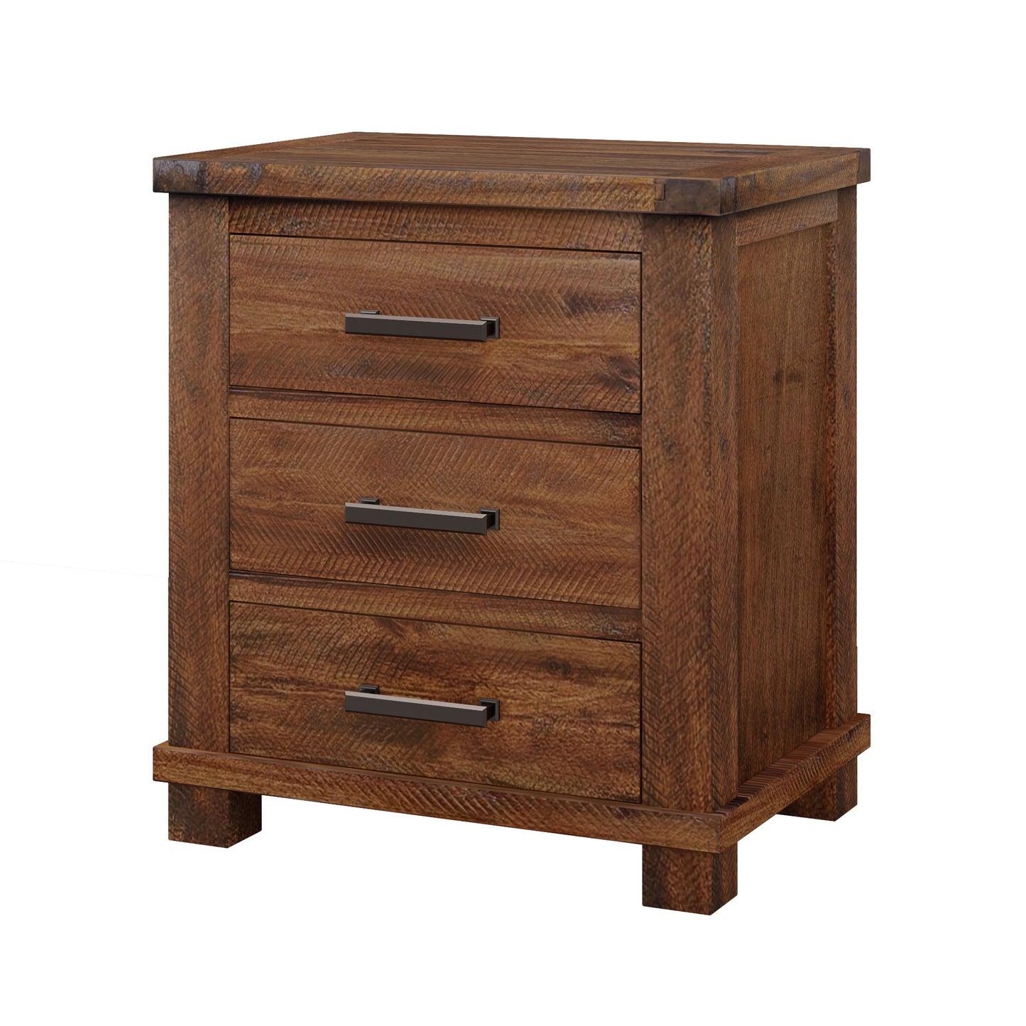 Rustic Farmhouse Nightstand (Set of 2) With 3 Drawers - Natural - The Sleep Loft - Online Mattress Showroom NYC