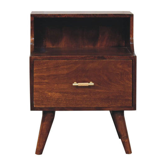 T Bar Raised Back Bedside Table - Chestnut - The Sleep Loft - Online Mattress Showroom NYC