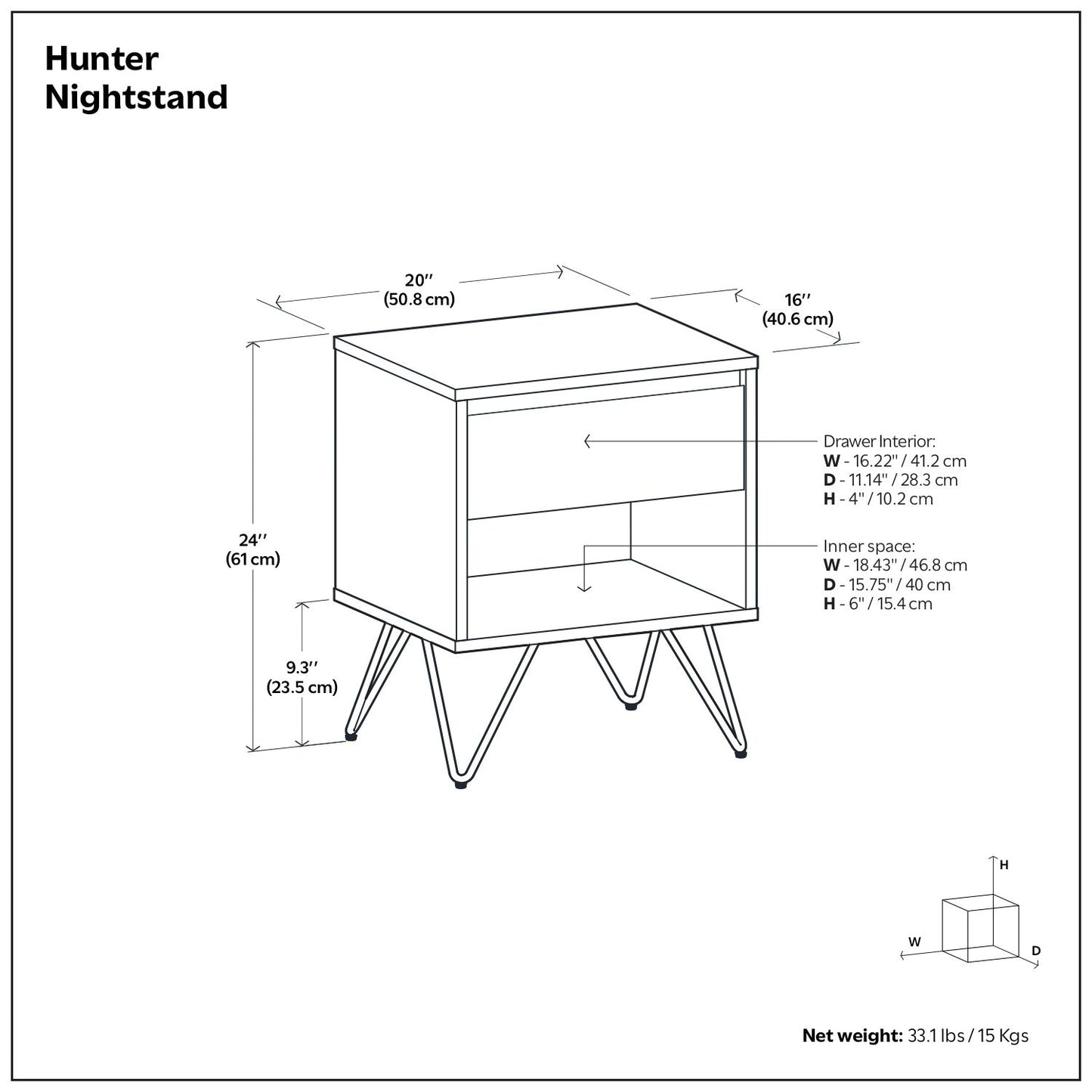 Hunter - Nightstand - The Sleep Loft - Online Mattress Showroom NYC