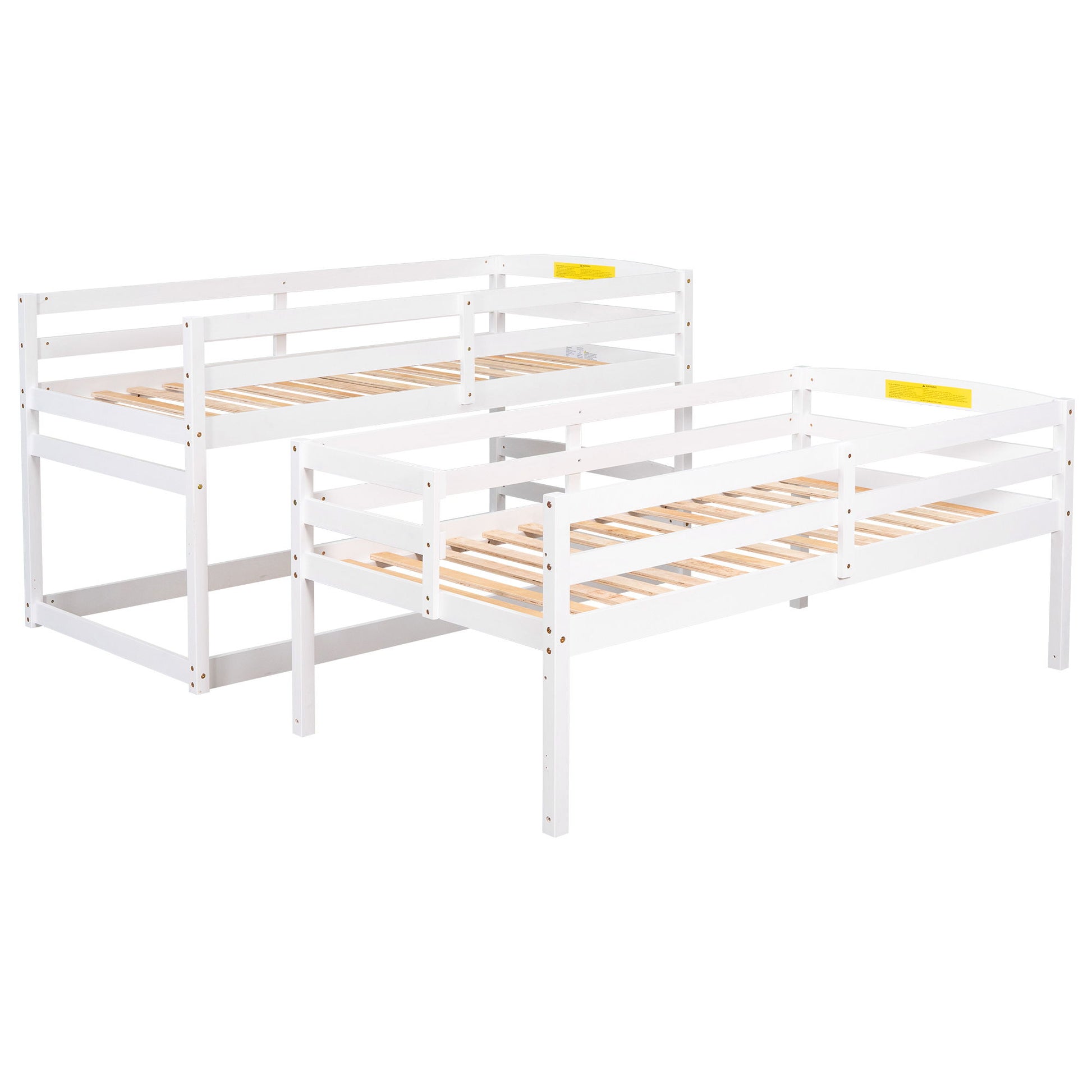 Twin Size Triple Bunk Bed With Storage Staircase, Separate Design - White - The Sleep Loft - Online Mattress Showroom NYC
