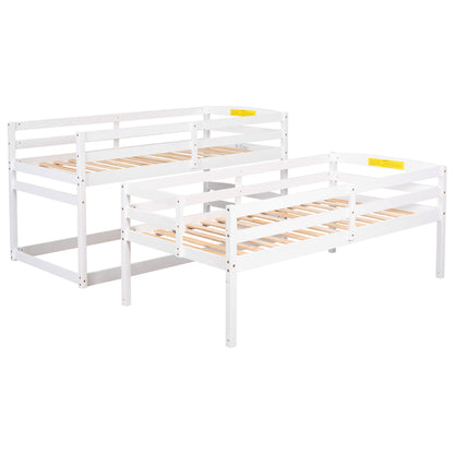 Twin Size Triple Bunk Bed With Storage Staircase, Separate Design - White - The Sleep Loft - Online Mattress Showroom NYC