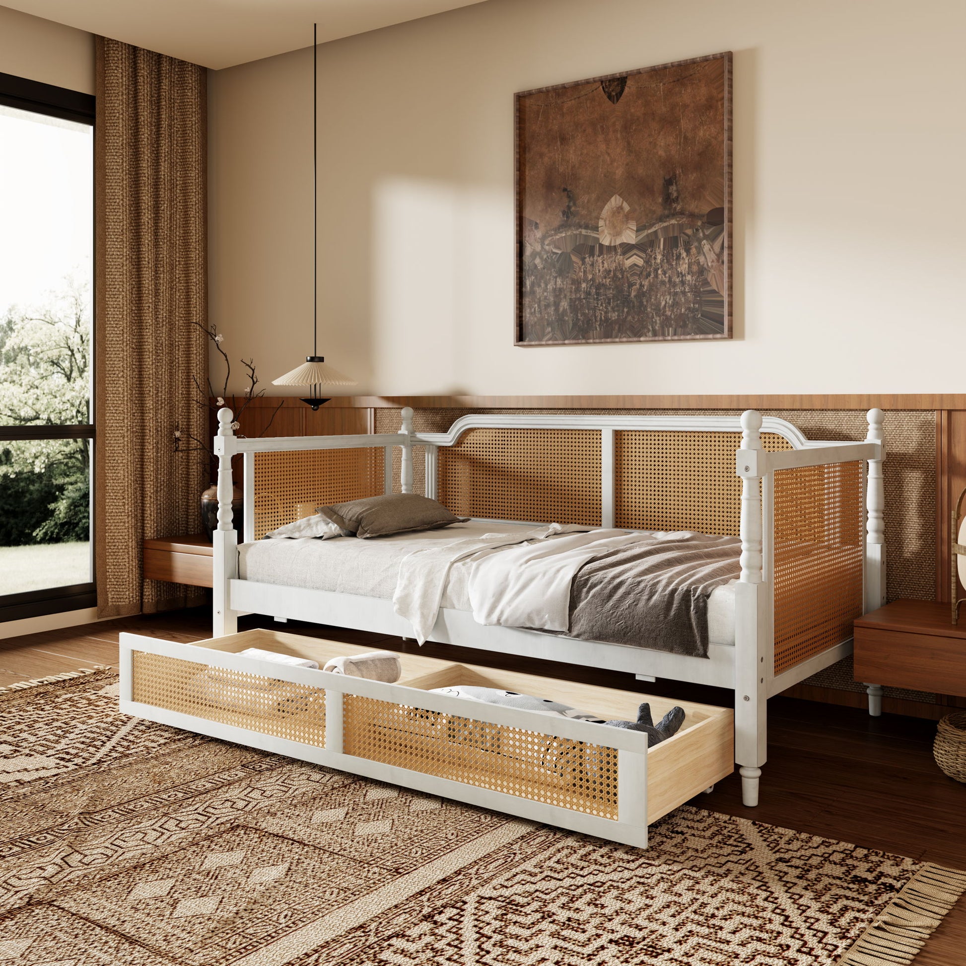 Traditional Style Rattan Daybed, No Box Spring Needed - The Sleep Loft - Online Mattress Showroom NYC