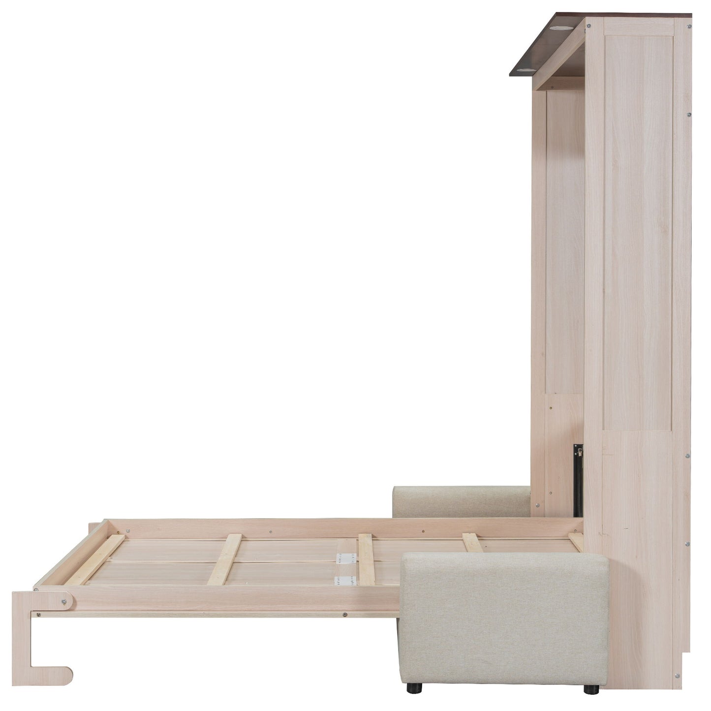 Queen Size Murphy Bed With Sofa And LED - Beige - The Sleep Loft - Online Mattress Showroom NYC