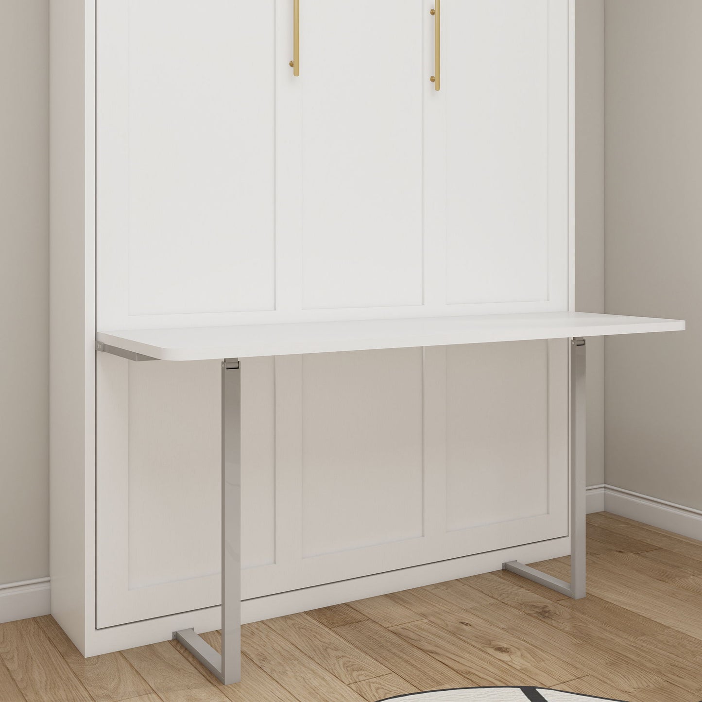 Queen Size Murphy Wall Bed With Side Storage Cabinets - White - The Sleep Loft - Online Mattress Showroom NYC
