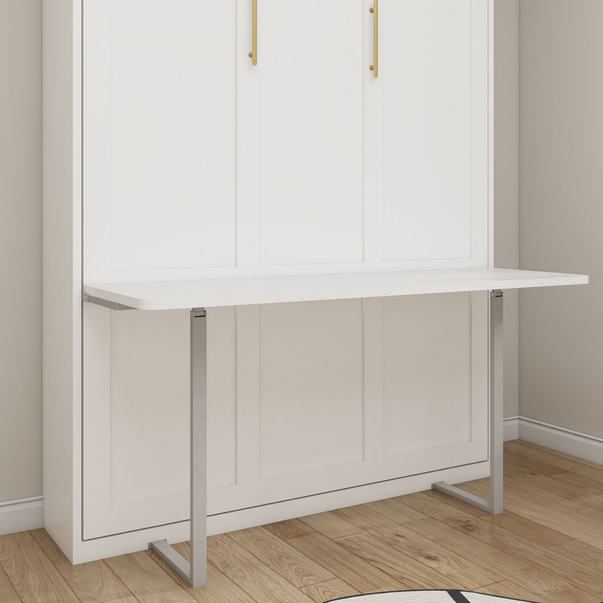 Queen Size Murphy Wall Bed With Side Storage Cabinets - White - The Sleep Loft - Online Mattress Showroom NYC