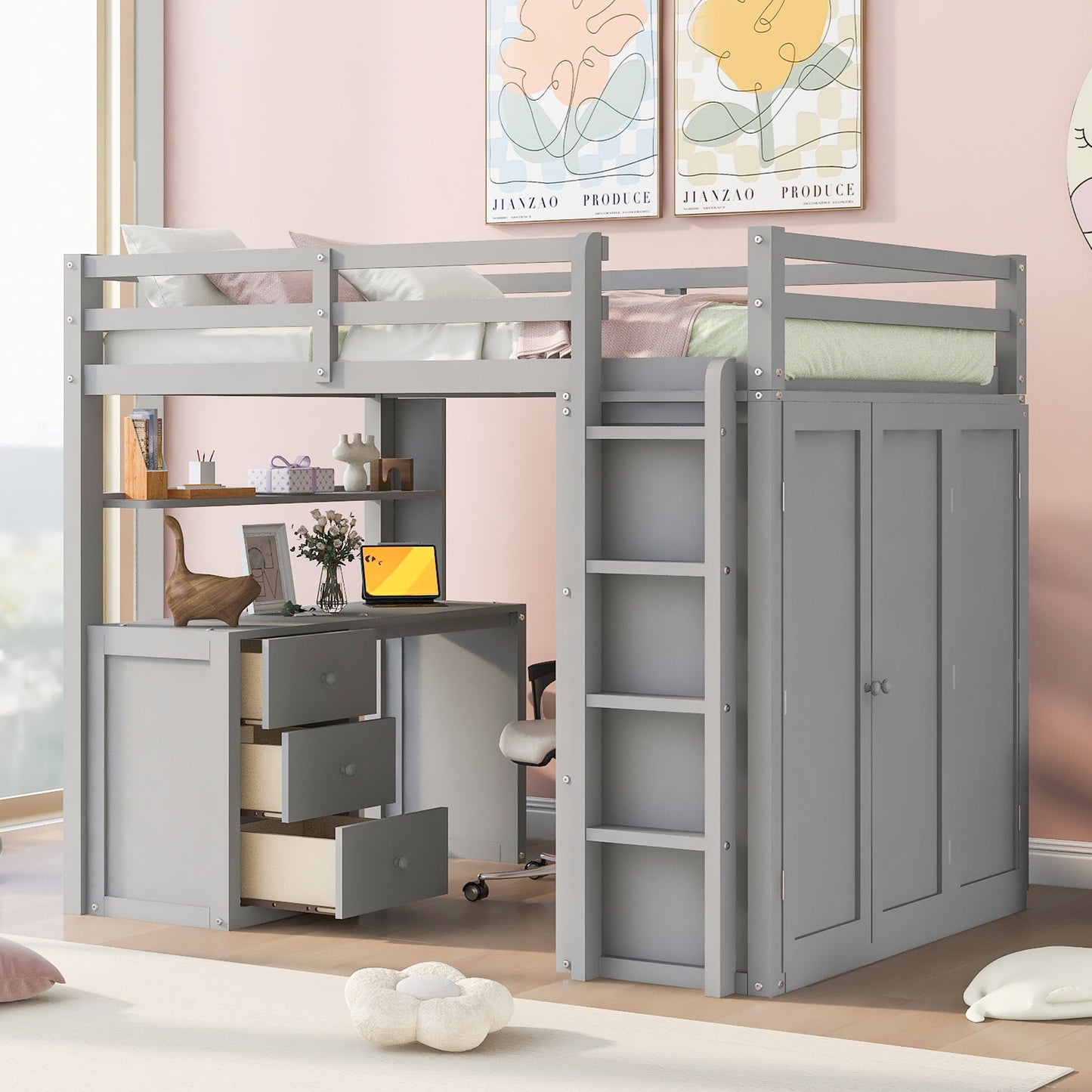 Loft Bed With Drawers, Desk, And Wardrobe - The Sleep Loft - Online Mattress Showroom NYC