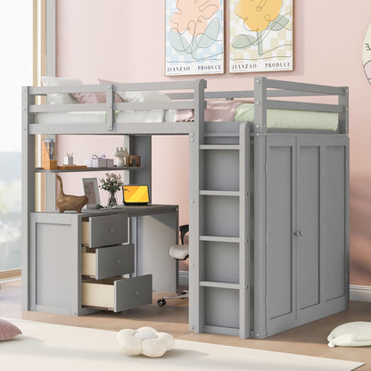 Loft Bed With Drawers, Desk, And Wardrobe - The Sleep Loft - Online Mattress Showroom NYC