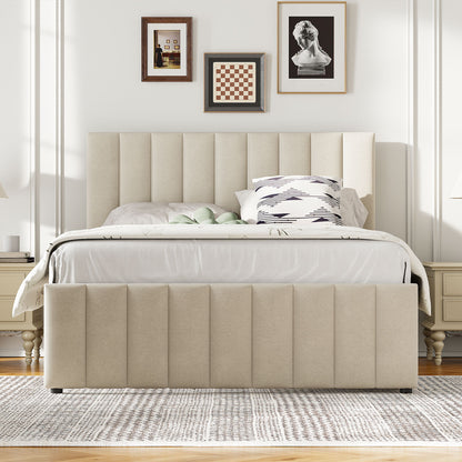 Upholstered Platform Bed With Twin Size Trundle And 3 Drawers - The Sleep Loft - Online Mattress Showroom NYC