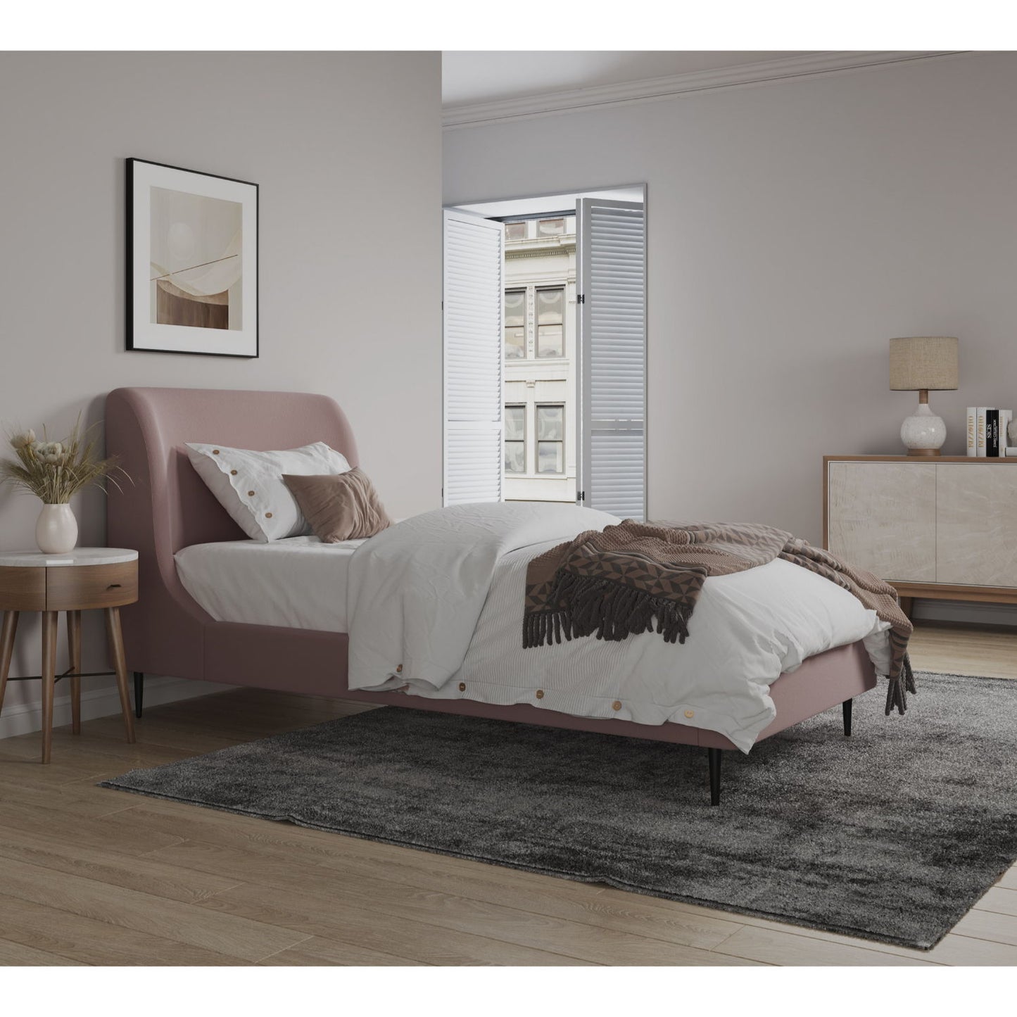 Heather - Upholstered Bed With Curved Headboard - The Sleep Loft - Online Mattress Showroom NYC