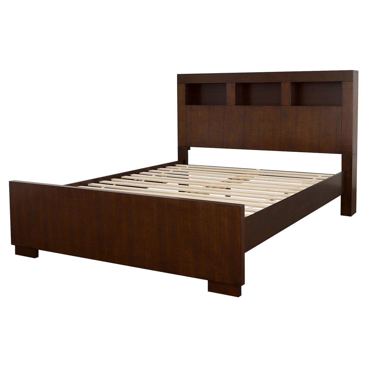 Copper - Eastern King LED Storage Bookcase Bed With Built In Shelves - Cappuccino - The Sleep Loft - Online Mattress Showroom NYC