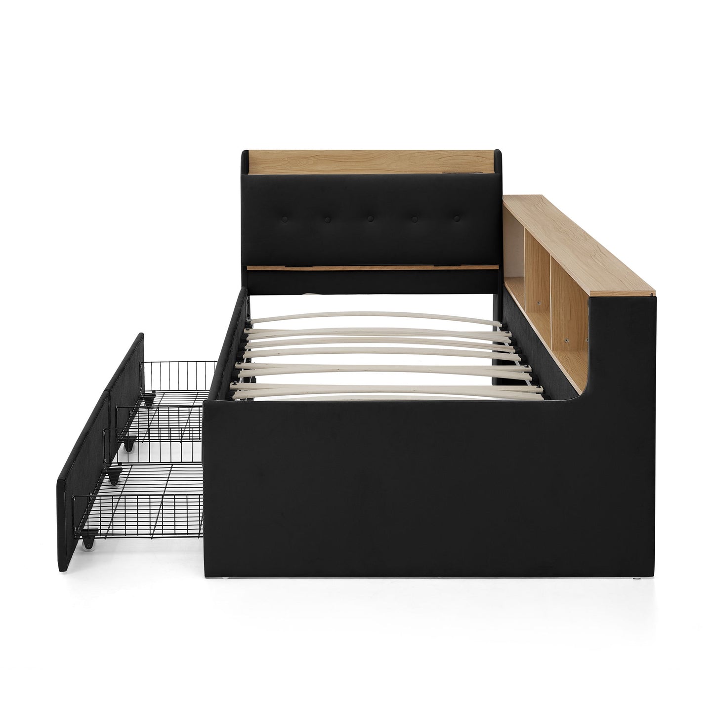 Upholstered Daybed With Storage Headboard, Wireless Charging, LED Lights - The Sleep Loft - Online Mattress Showroom NYC