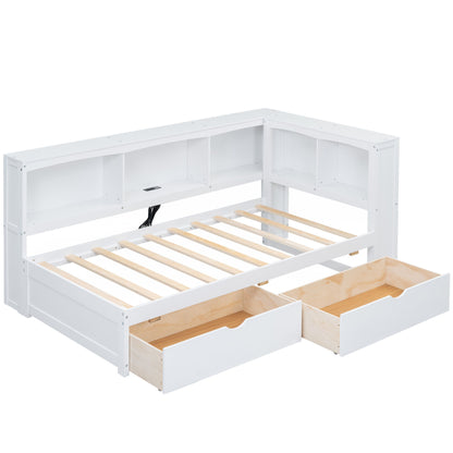 Daybed With 2 Storage Drawers, Storage Cabinets, USB Ports - The Sleep Loft - Online Mattress Showroom NYC