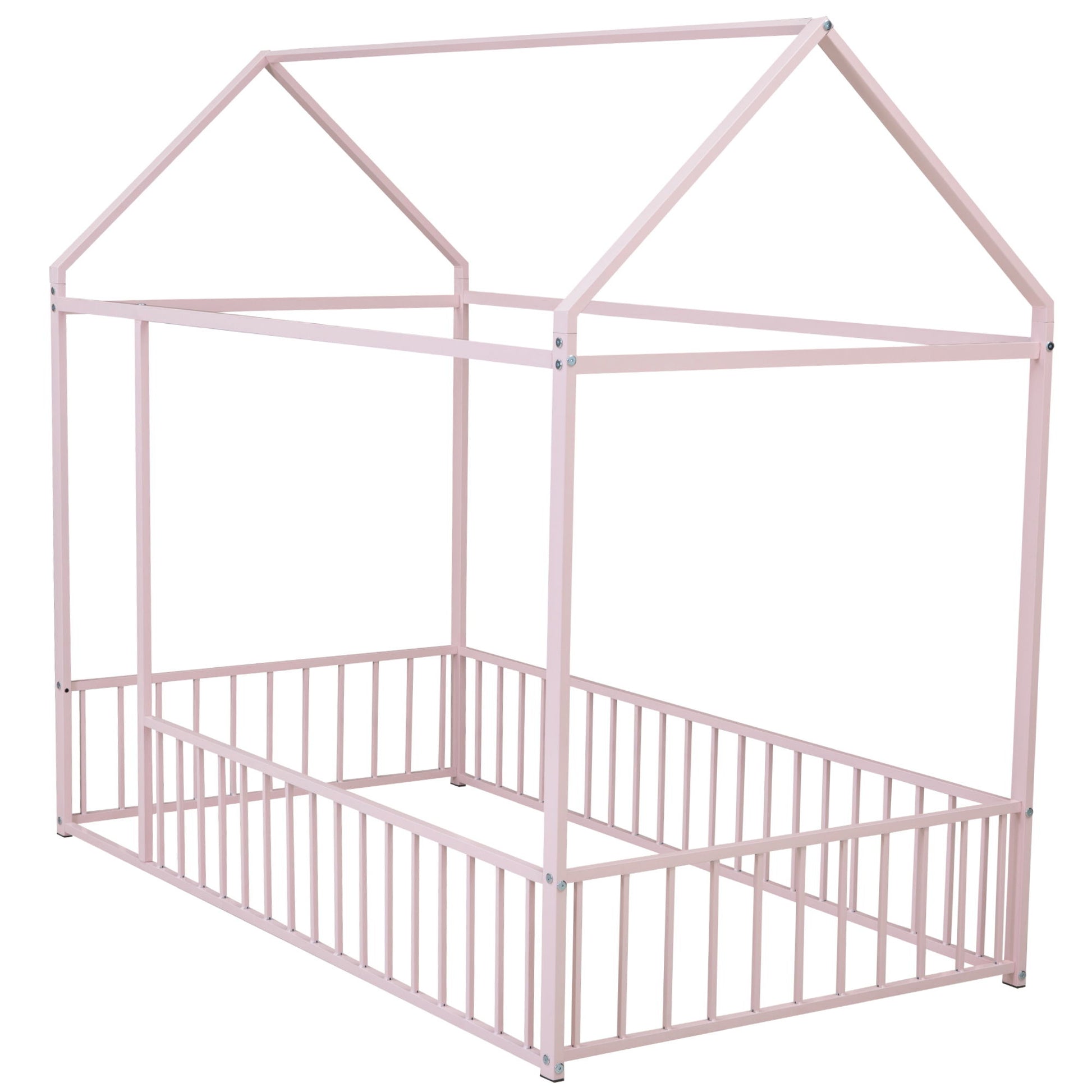 Metal Bed House Bed Frame With Fence - The Sleep Loft - Online Mattress Showroom NYC
