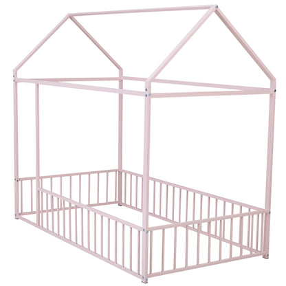 Metal Bed House Bed Frame With Fence - The Sleep Loft - Online Mattress Showroom NYC