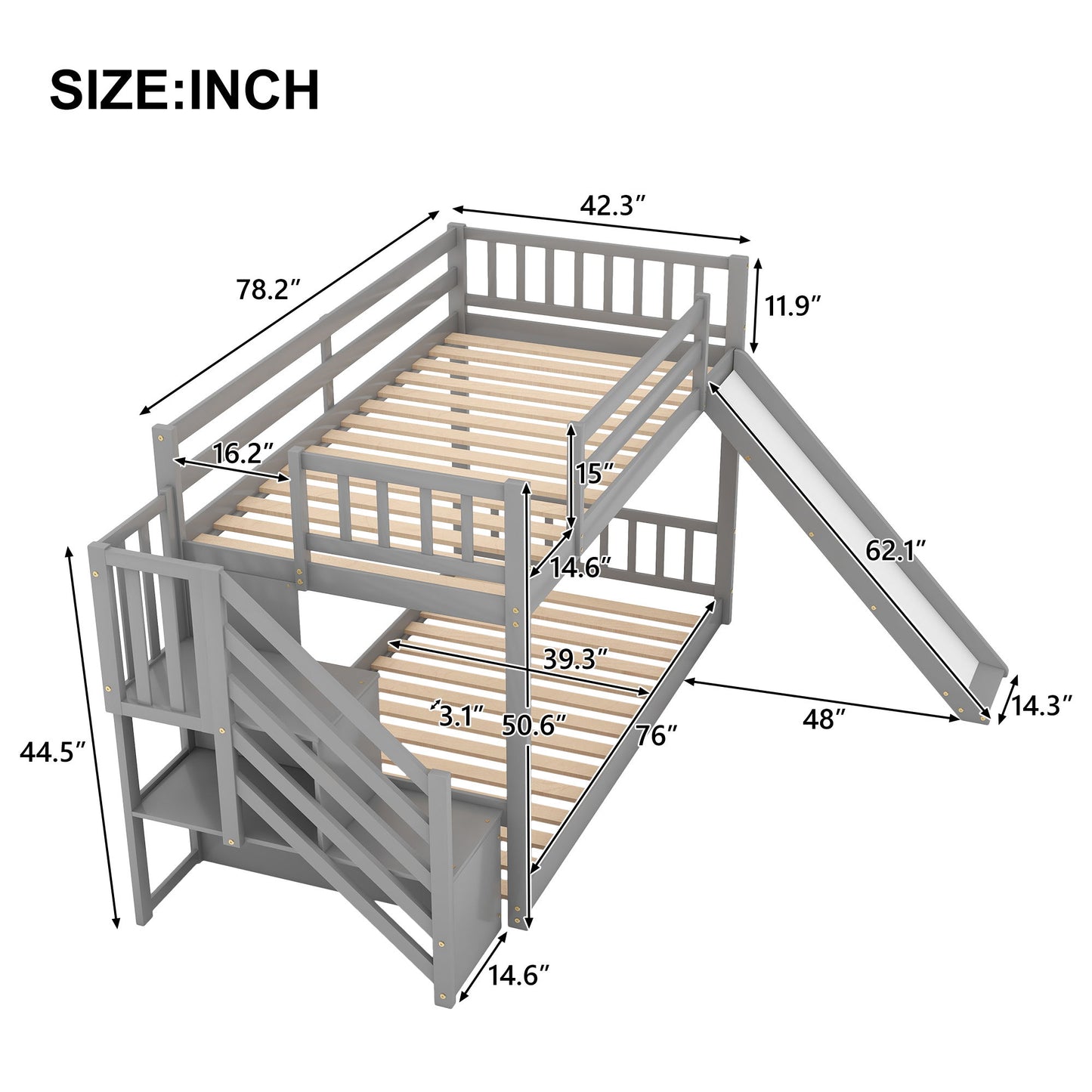 Bunk Bed With Convertible Slide And Stairway - The Sleep Loft - Online Mattress Showroom NYC