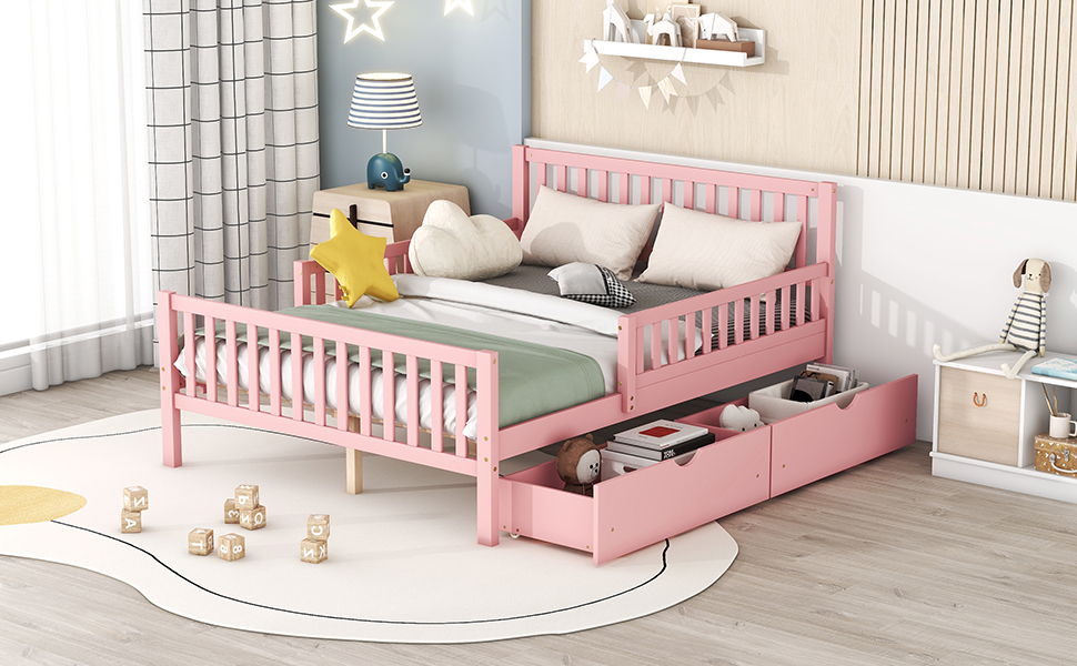 Platform Bed With Guardrails On Both Sides And 2 Storage Drawers - The Sleep Loft - Online Mattress Showroom NYC