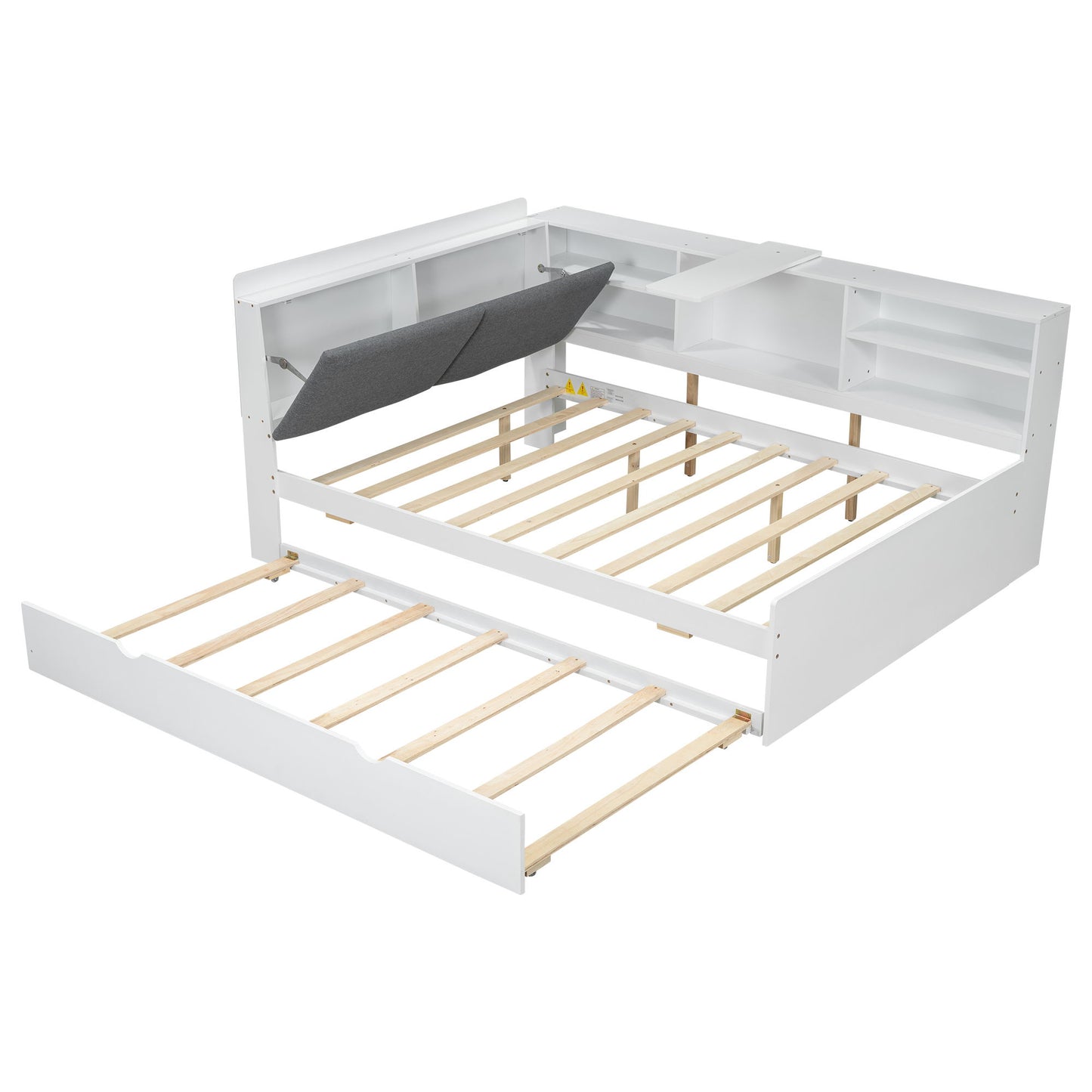 Platform Bed With Trundle, Shelves, And Storage Headboard - The Sleep Loft - Online Mattress Showroom NYC