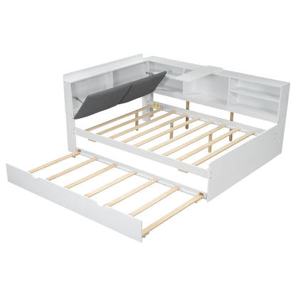 Platform Bed With Trundle, Shelves, And Storage Headboard - The Sleep Loft - Online Mattress Showroom NYC