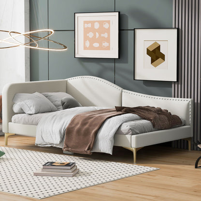 Upholstered Daybed With Headboard And Armrest, Support Legs - The Sleep Loft - Online Mattress Showroom NYC