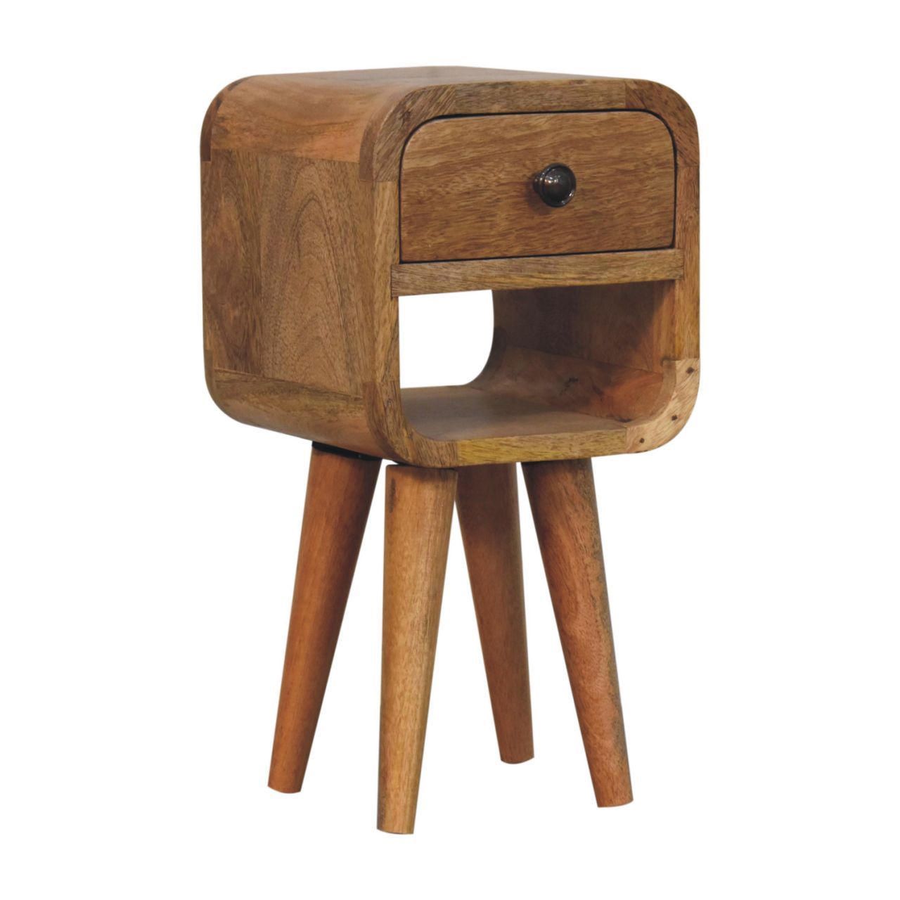 Mini California Curved Nightstand Wth Lower Slot - The Sleep Loft - Online Mattress Showroom NYC